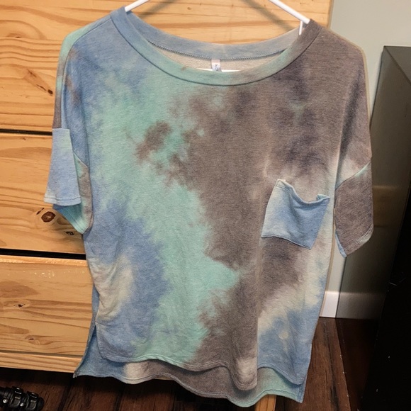 Acting Pro Tops - #14 Acting Pro Tie Dye Short Sleeve Cozy Pocket Shirt Size Medium